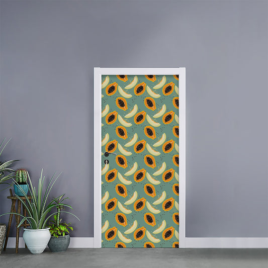 Papaya And Melon Pattern Print Door Sticker