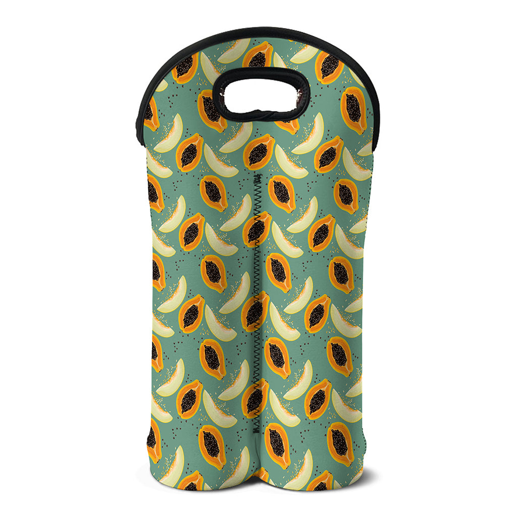 Papaya And Melon Pattern Print Double Neoprene Wine Tote