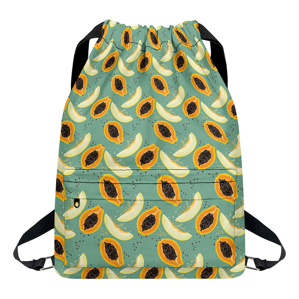 Papaya And Melon Pattern Print Drawstring Backpack