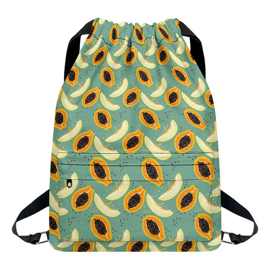 Papaya And Melon Pattern Print Drawstring Backpack