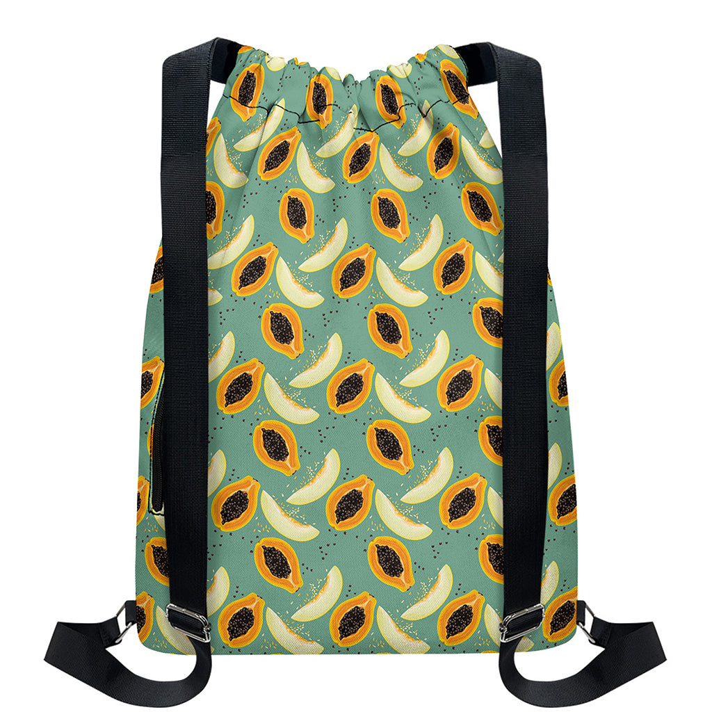 Papaya And Melon Pattern Print Drawstring Backpack