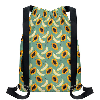 Papaya And Melon Pattern Print Drawstring Backpack