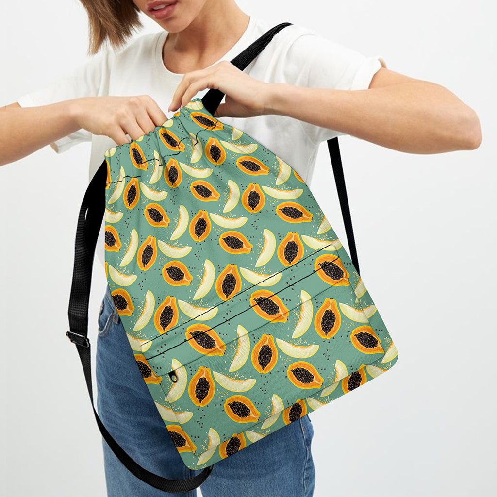Papaya And Melon Pattern Print Drawstring Backpack