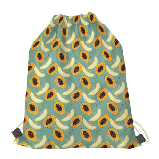 Papaya And Melon Pattern Print Drawstring Bag