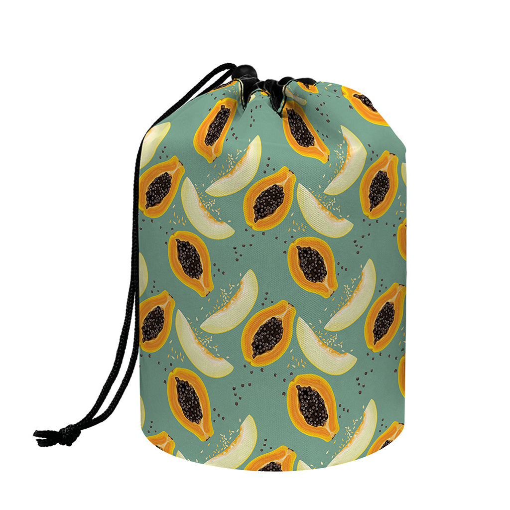 Papaya And Melon Pattern Print Drawstring Makeup Bag