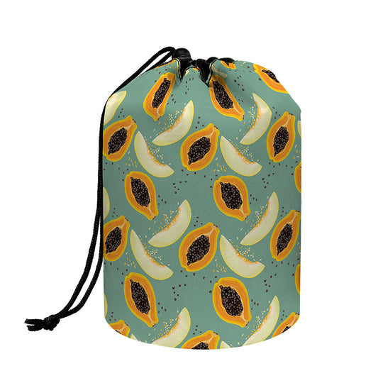 Papaya And Melon Pattern Print Drawstring Makeup Bag
