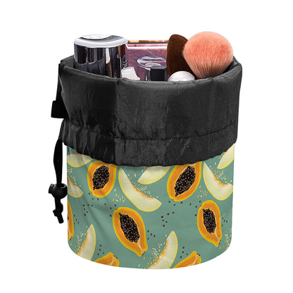 Papaya And Melon Pattern Print Drawstring Makeup Bag