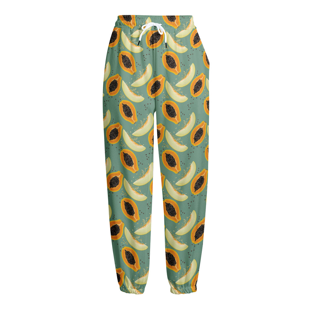 Papaya And Melon Pattern Print Fleece Lined Knit Pants