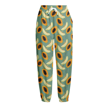 Papaya And Melon Pattern Print Fleece Lined Knit Pants