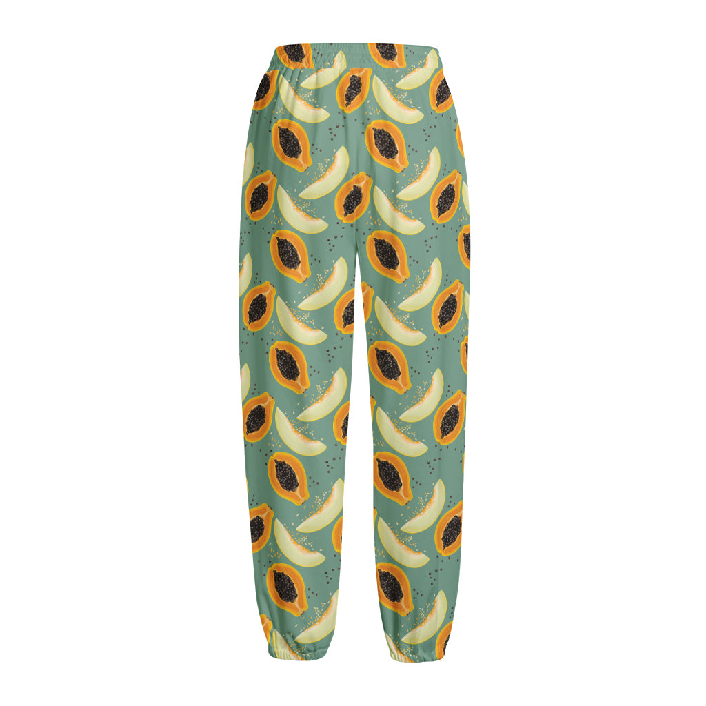 Papaya And Melon Pattern Print Fleece Lined Knit Pants