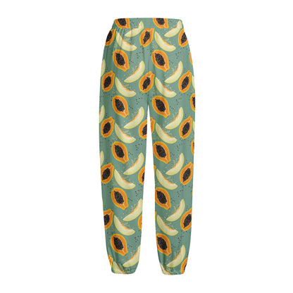 Papaya And Melon Pattern Print Fleece Lined Knit Pants