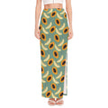 Papaya And Melon Pattern Print High Slit Maxi Skirt