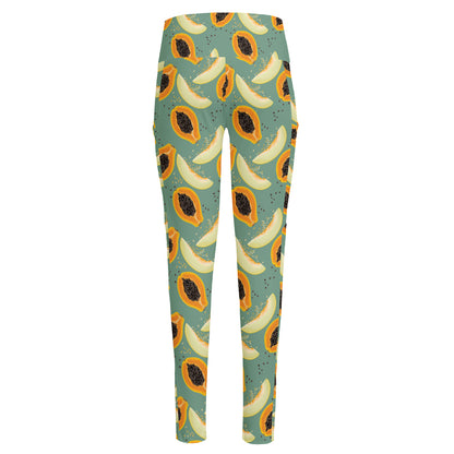 Papaya And Melon Pattern Print High-Waisted Pocket Leggings