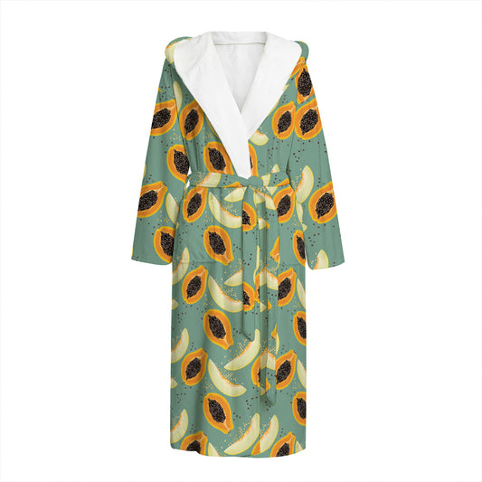 Papaya And Melon Pattern Print Hooded Bathrobe