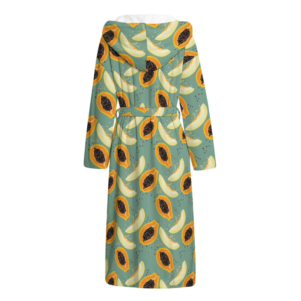 Papaya And Melon Pattern Print Hooded Bathrobe