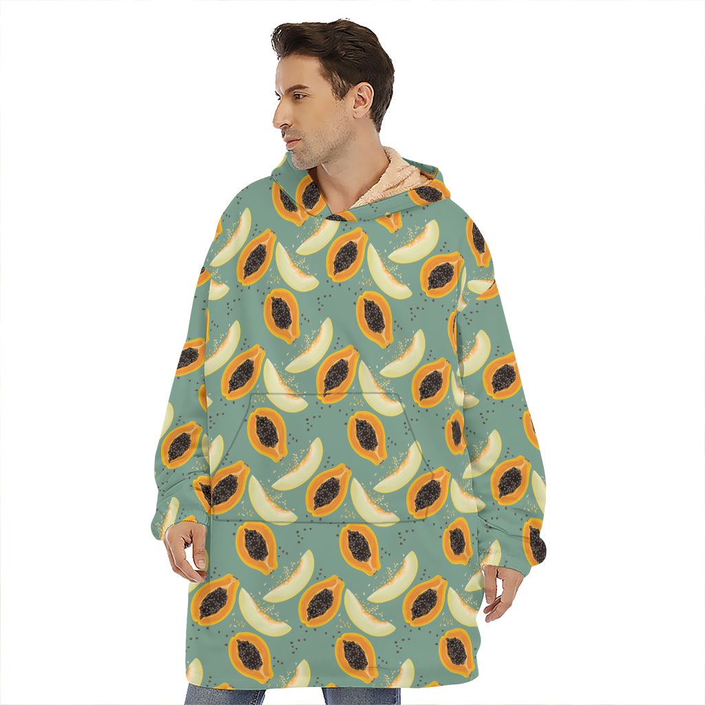 Papaya And Melon Pattern Print Hoodie Blanket