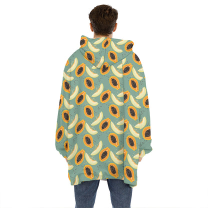 Papaya And Melon Pattern Print Hoodie Blanket