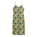 Papaya And Melon Pattern Print Jersey Midi Cami Dress