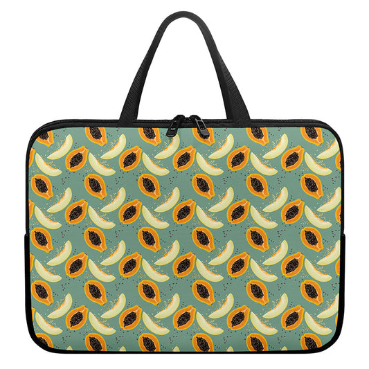 Papaya And Melon Pattern Print Laptop Sleeve With Handle