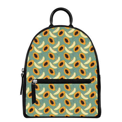 Papaya And Melon Pattern Print Leather Backpack