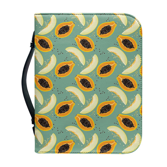 Papaya And Melon Pattern Print Leather Bible Cover