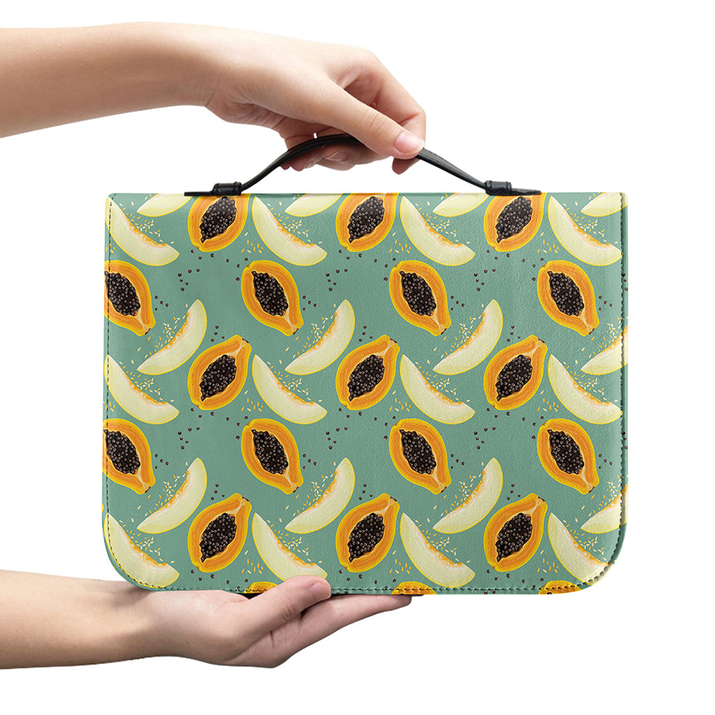 Papaya And Melon Pattern Print Leather Bible Cover