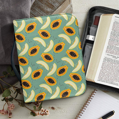 Papaya And Melon Pattern Print Leather Bible Cover