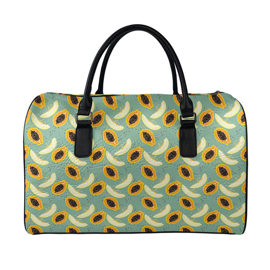 Papaya And Melon Pattern Print Leather Duffle Bag