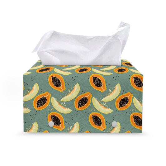 Papaya And Melon Pattern Print Leather Tissue Box Cover