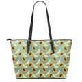 Papaya And Melon Pattern Print Leather Tote Bag With Zipper