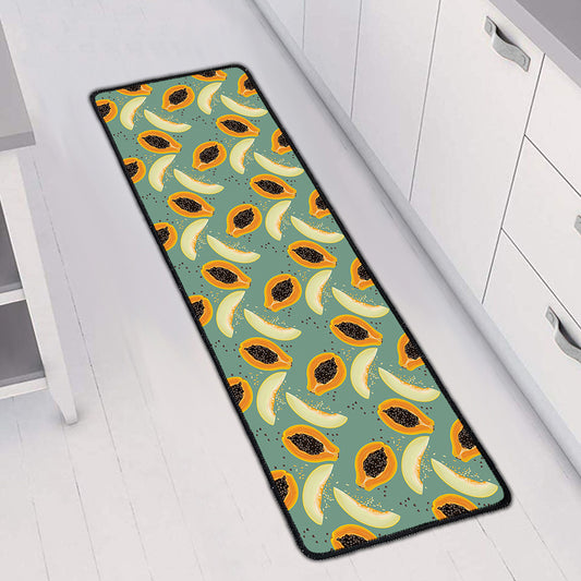 Papaya And Melon Pattern Print Long Kitchen Mat