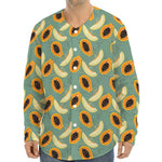 Papaya And Melon Pattern Print Long Sleeve Baseball Jersey