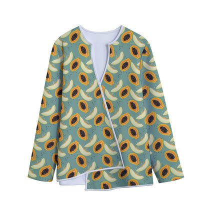 Papaya And Melon Pattern Print Long Sleeve Short Coat