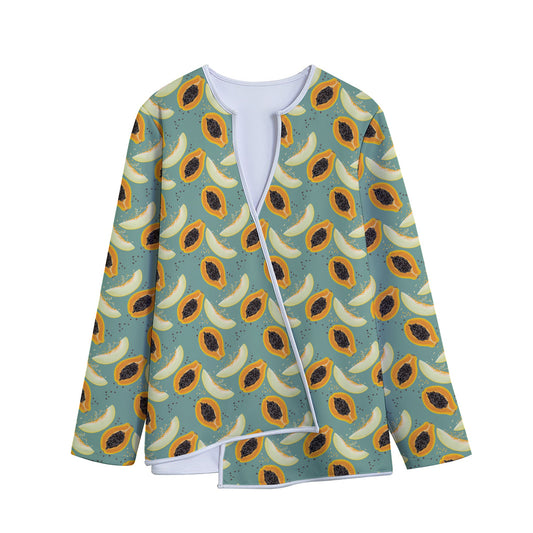 Papaya And Melon Pattern Print Long Sleeve Short Coat