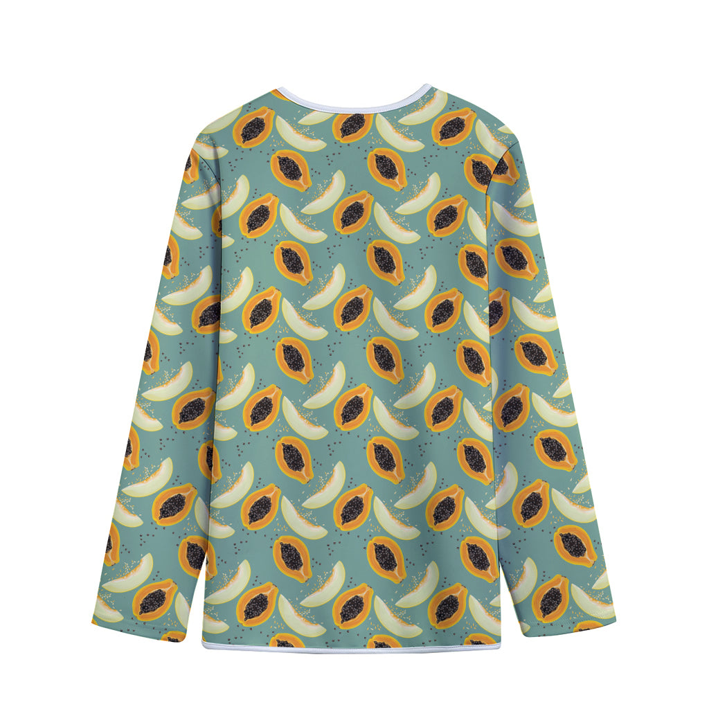 Papaya And Melon Pattern Print Long Sleeve Short Coat