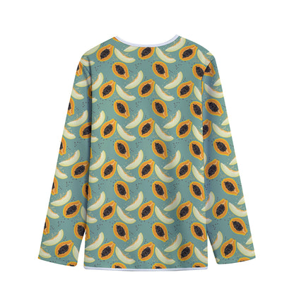 Papaya And Melon Pattern Print Long Sleeve Short Coat