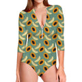 Papaya And Melon Pattern Print Long Sleeve Swimsuit