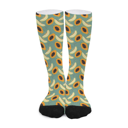 Papaya And Melon Pattern Print Long Socks