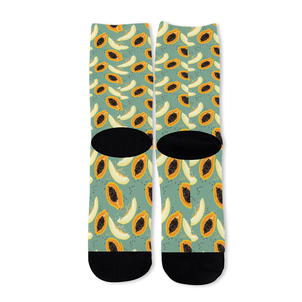 Papaya And Melon Pattern Print Long Socks