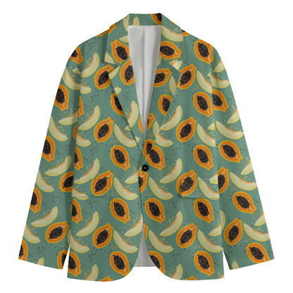 Papaya And Melon Pattern Print Men's Cotton Blazer