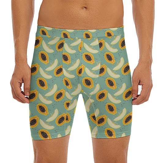 Papaya And Melon Pattern Print Men's Long Boxer Briefs