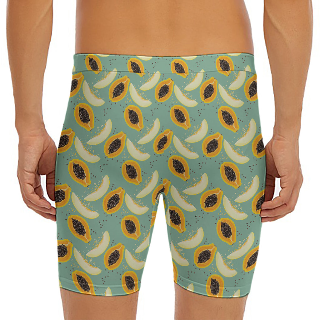 Papaya And Melon Pattern Print Men's Long Boxer Briefs