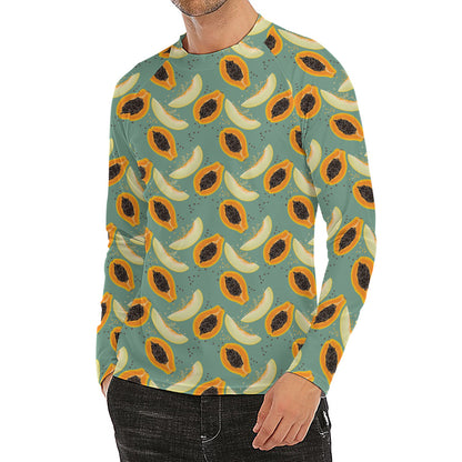 Papaya And Melon Pattern Print Men's Long Sleeve Rash Guard