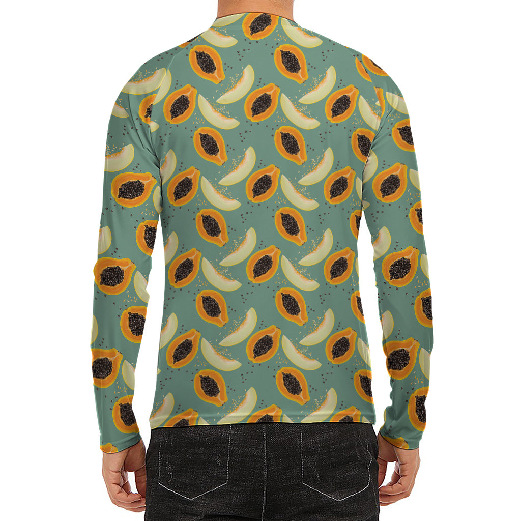 Papaya And Melon Pattern Print Men's Long Sleeve Rash Guard