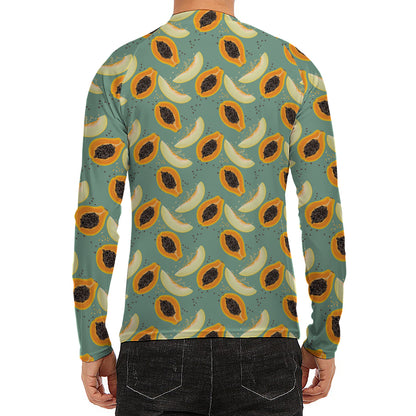 Papaya And Melon Pattern Print Men's Long Sleeve Rash Guard