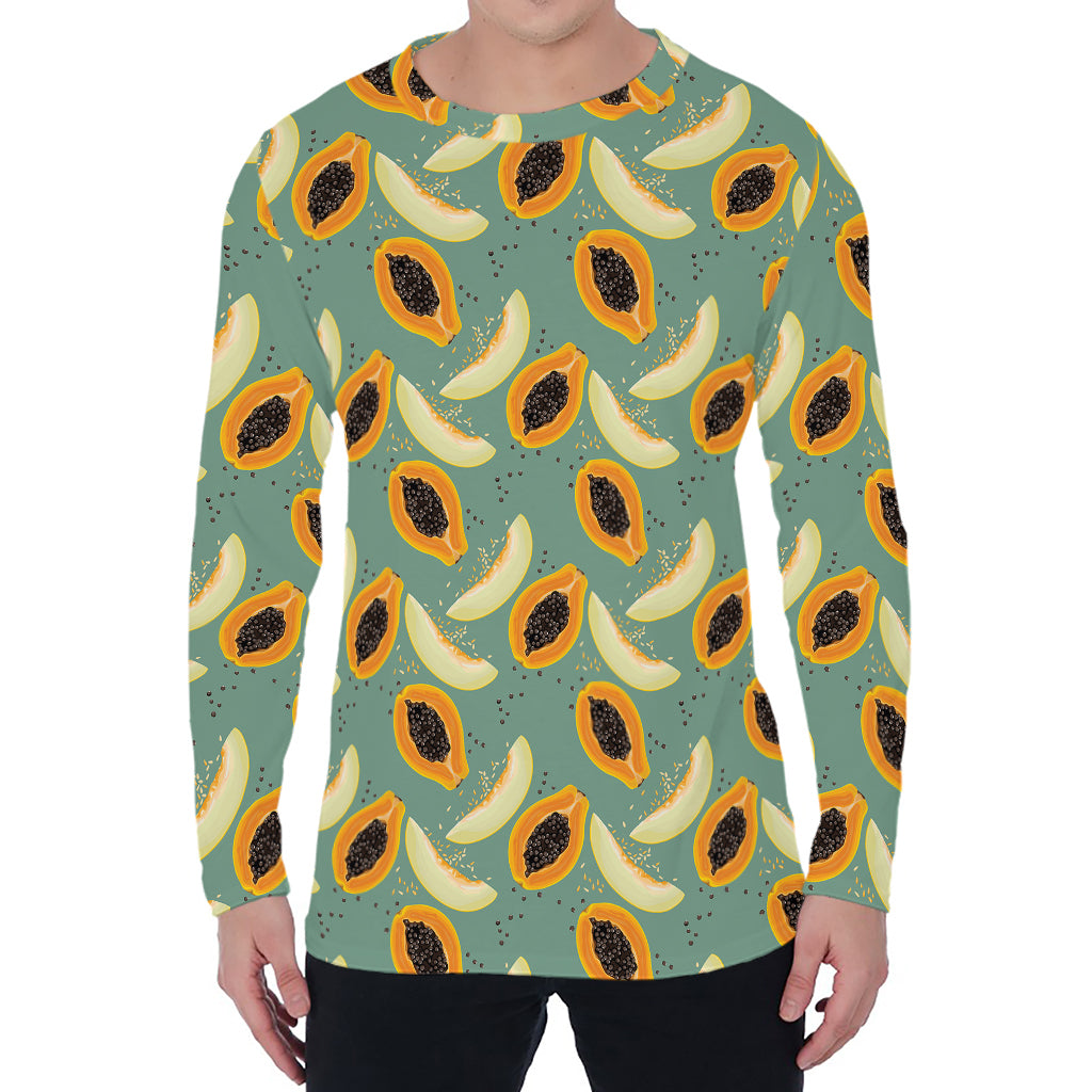 Papaya And Melon Pattern Print Men's Long Sleeve T-Shirt
