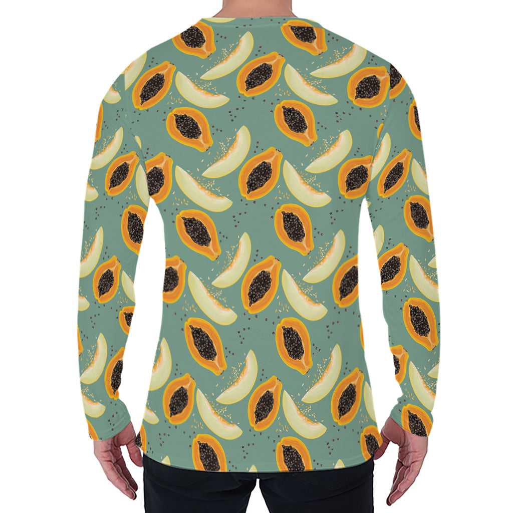 Papaya And Melon Pattern Print Men's Long Sleeve T-Shirt