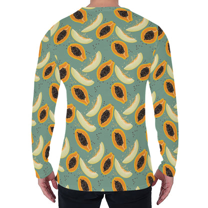 Papaya And Melon Pattern Print Men's Long Sleeve T-Shirt