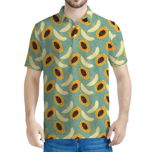 Papaya And Melon Pattern Print Men's Polo Shirt
