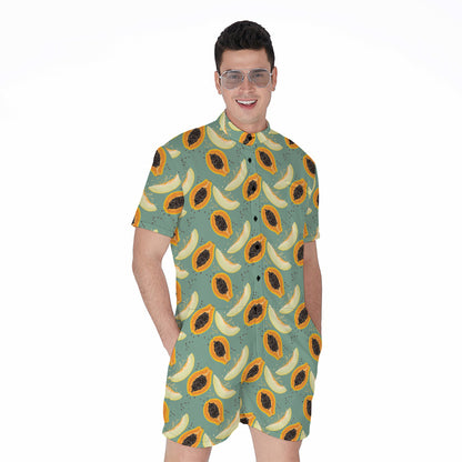 Papaya And Melon Pattern Print Men's Rompers